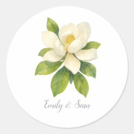 Adesivo Monograma de Casamento Flor de Magnólia Personaliz