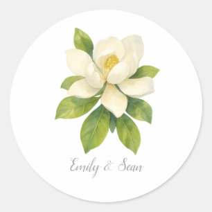 Adesivo Monograma de Casamento Flor de Magnólia Personaliz