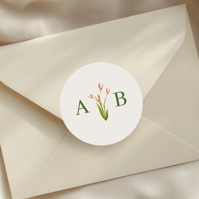 Adesivo Monograma de Casamento Floral Botânico Tropical (Criador carregado)