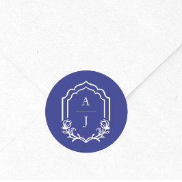 Adesivo Monograma de Casamento Floral Personalizado de Qua