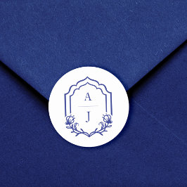 Adesivo Monograma de Casamento Floral Personalizado de Qua