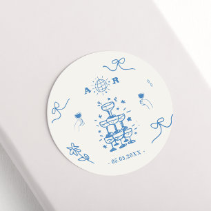 Adesivo Monograma de Casamento Francês Disco Imísico Desde