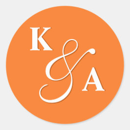 Adesivo Monograma de Casamento Laranja Brilhante do Script