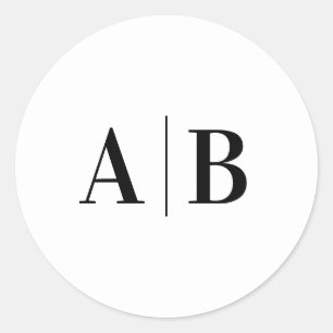 Adesivo Monograma de Casamento Negro e Branco Moderno Mini
