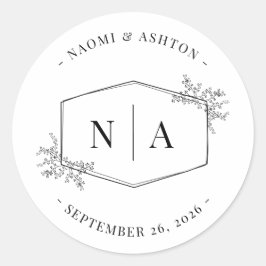 Adesivo Monograma de Casamento Neutral Elegante