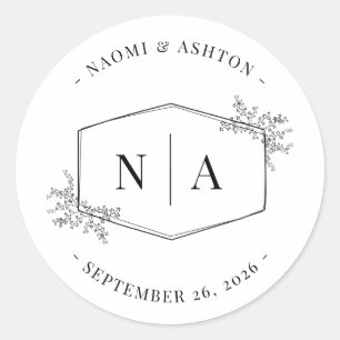 Adesivo Monograma de Casamento Neutral Elegante