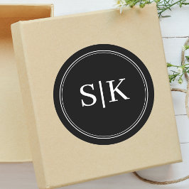 Adesivo Monograma de Casamento Preto e Branco Editável Com