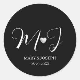 Adesivo Monograma de Casamento Preto e Branco Personalizad