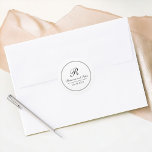 Adesivo Monograma de Casamento Tradicional Simplesmente El<br><div class="desc">Simples e elegante, este design de autocolante monograma formal apresenta uma simples estrutura de linha dupla em texto preto, com um fundo branco, com o monograma da noiva e do noivo, em belíssima face de caligrafia com script, junto com seus nomes e data de casamento. Personalize esta design com seus...</div>