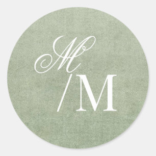 Adesivo Monograma de casamento verde sage pastel delicado