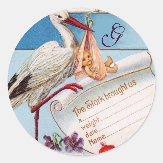 ADESIVO MONOGRAMA DE CHÁ DE GAROTA DE BEBÊ (Frente)