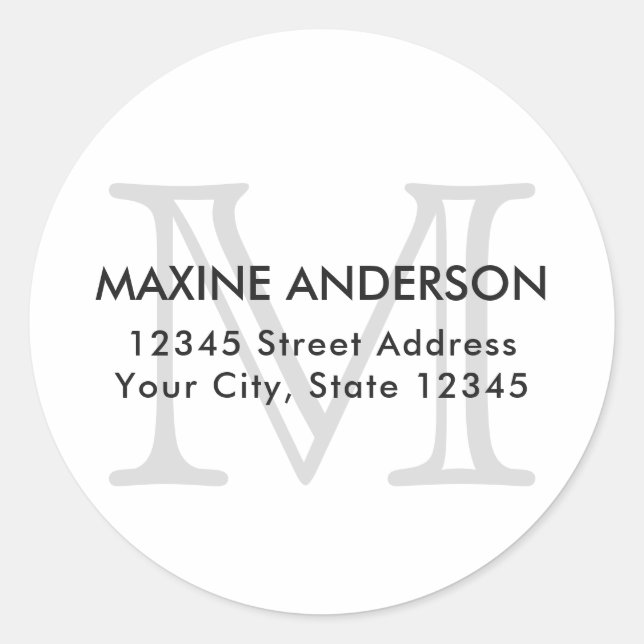 Adesivo Monograma de Cinzas Clássica Moderna Elegante Inic (Frente)