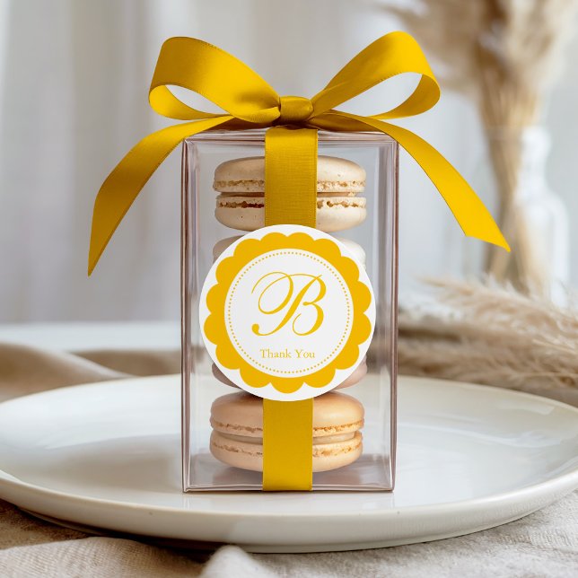 Adesivo Monograma de Círculo Branco Amarelo, Escamoteado M (Criador carregado)