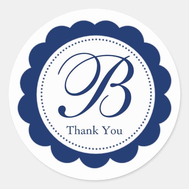 Adesivo Monograma de Círculo Branco Azul (Frente)