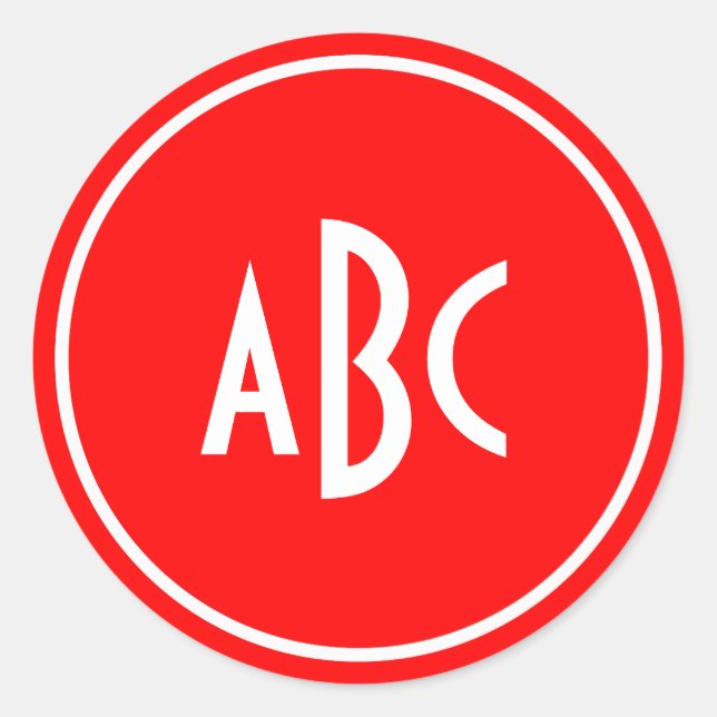 Adesivo Monograma de Círculo de Anel Vermelho e Branco (Frente)