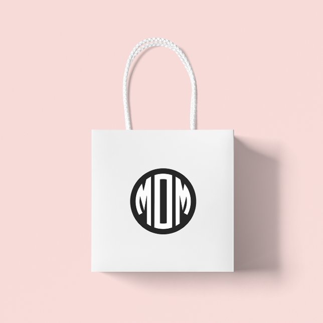 Adesivo Monograma de Círculo Preto e Branco MÃE (MOM Monogram Sticker)