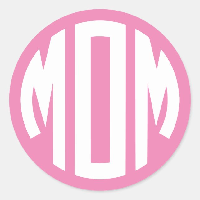 Adesivo Monograma de Círculo Rosa e Branco MÃE (Frente)