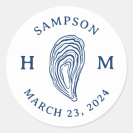 Adesivo Monograma de concha de ostra náutica com data de n