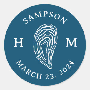 Adesivo Monograma de concha de ostra náutica com data de n