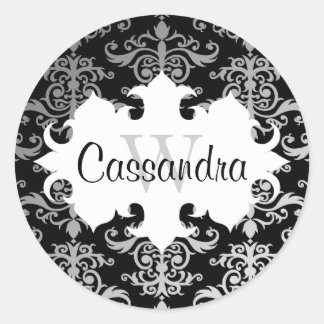 Adesivo Monograma de cor damasco elegante