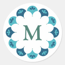 Monograma de Cores Personalizadas Florais Scallop