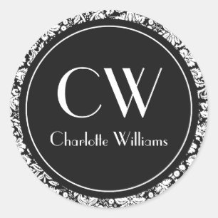 Adesivo Monograma de Damasco Preto