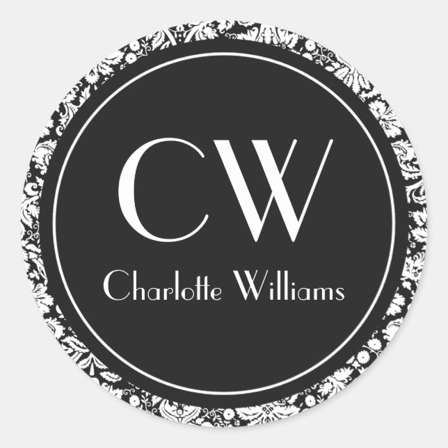 Adesivo Monograma de Damasco Preto (Frente)