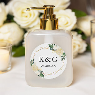 Adesivo Monograma de Data Floral Floral Verde Moderna Dour