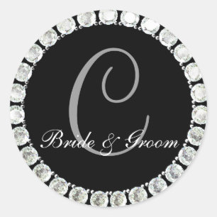 Adesivo Monograma de diamante C selo personalizável