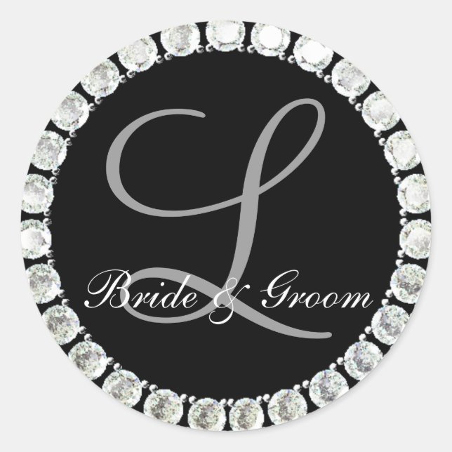 Adesivo Monograma de diamante L selo personalizável (Frente)