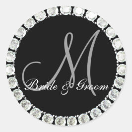Adesivo Monograma de diamante M selo personalizável