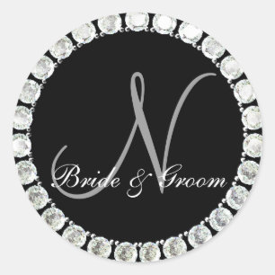 Adesivo Monograma de diamante N foca personalizável