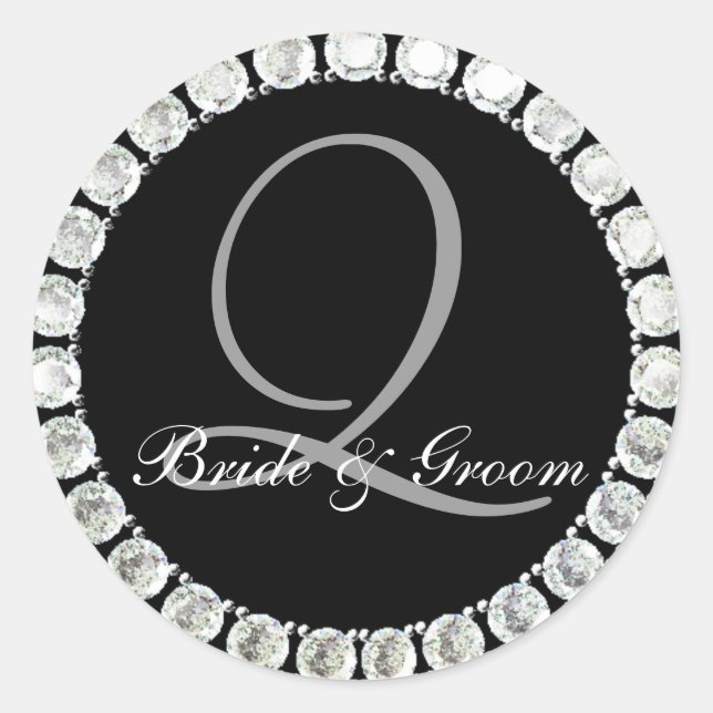Adesivo Monograma de diamante Q selado personalizável (Frente)