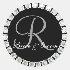 Adesivo Monograma de diamante R selo personalizável