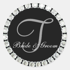 Adesivo Monograma de diamante T selo personalizável