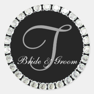 Adesivo Monograma de diamante T selo personalizável