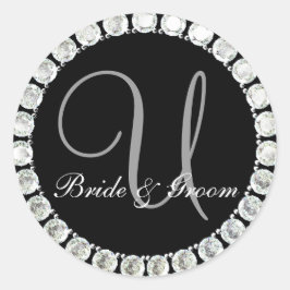 Adesivo Monograma de diamante U selo personalizável