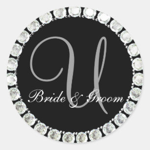 Adesivo Monograma de diamante U selo personalizável