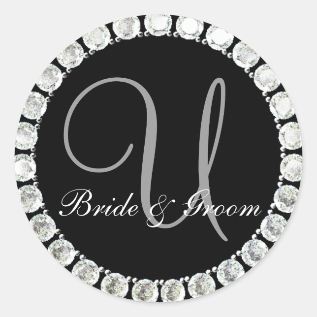 Adesivo Monograma de diamante U selo personalizável (Frente)