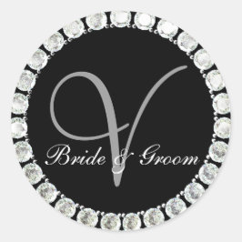 Adesivo Monograma de diamante V selo personalizável