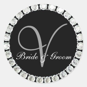 Adesivo Monograma de diamante V selo personalizável