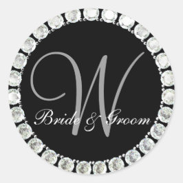 Adesivo Monograma de diamante W selo personalizável
