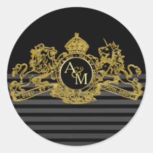 Adesivo Monograma de Emblem Regual de Leão Dourado Negro