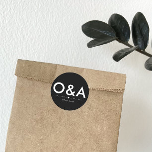 Adesivo Monograma de Envelope de Casamento Moderno Branc