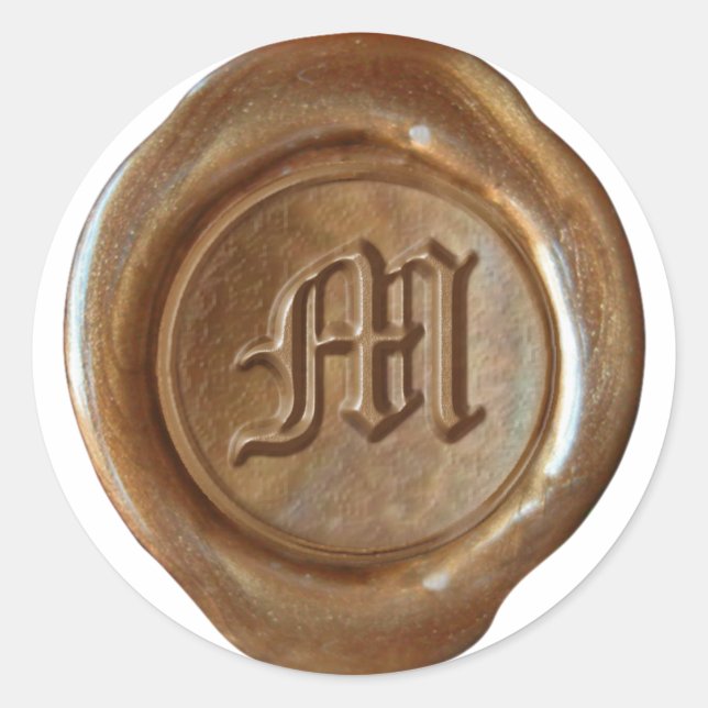 Adesivo Monograma de fecho de cera - Cobre - Antigo inglês (Frente)