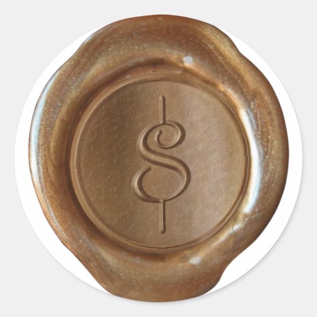 Adesivo Monograma de fecho de cera - Cobre - Script $ - (Frente)