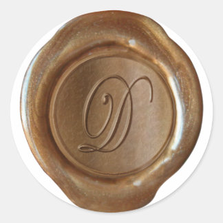Adesivo Monograma de fecho de cera - Cobre - Script D -