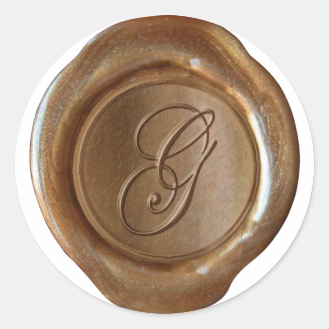 Adesivo Monograma de fecho de cera - Cobre - Script G - (Frente)
