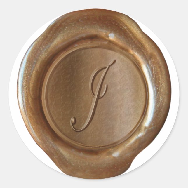 Adesivo Monograma de fecho de cera - Cobre - Script J - (Frente)