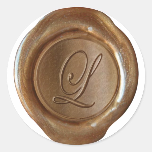 Adesivo Monograma de fecho de cera - Cobre - Script L - (Frente)